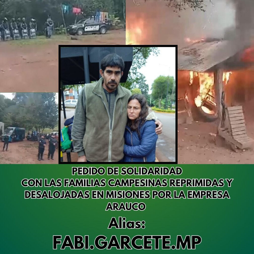 Arauco S.A. incendió una chacra de familias productoras y les robó sus documentos de identidad junto con sus pertenencias