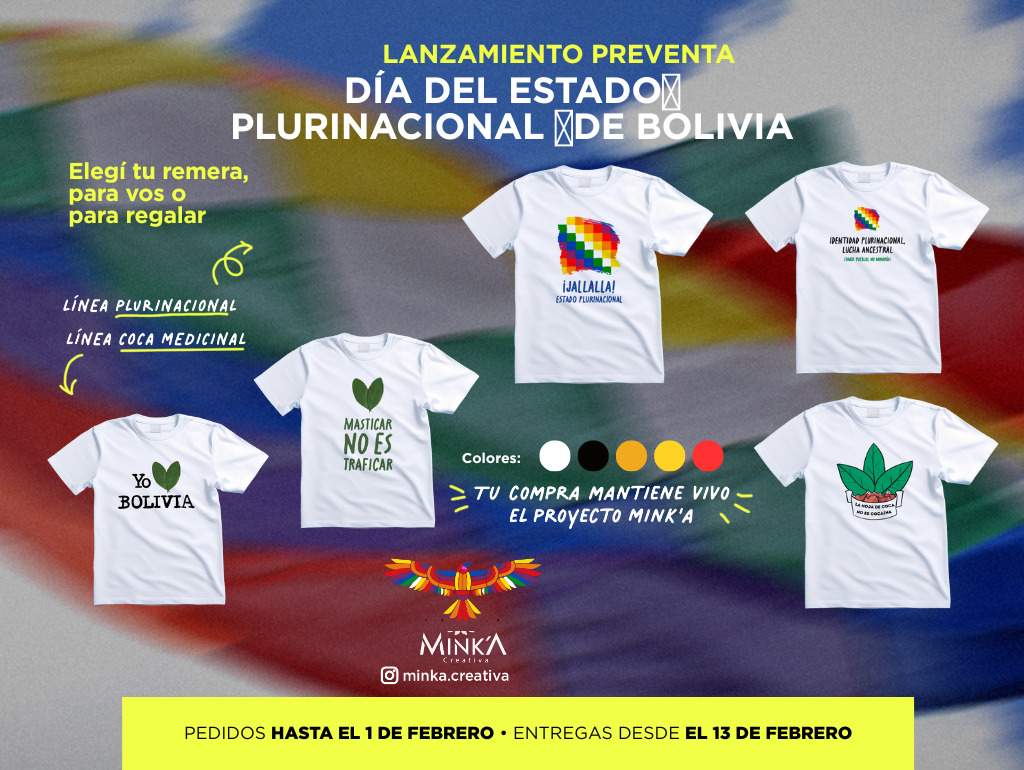 Cuando el cuerpo comunica: Lanzamiento de remeras con símbolos de la Hoja de coca y del Estado Plurinacional